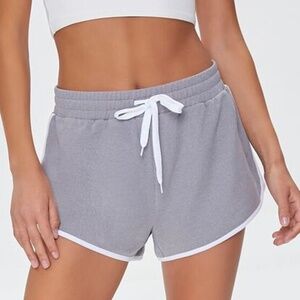 Forever 21 Light Grey Dolphin Hem Active Workout Drawstring Ringer Shorts
